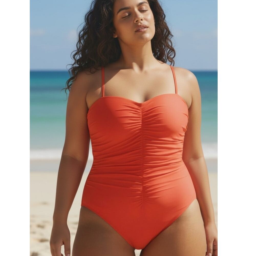 NWT J. Crew Ruched sweetheart One Piece Swimsuit Bathing Suit Size 22 RED BF176